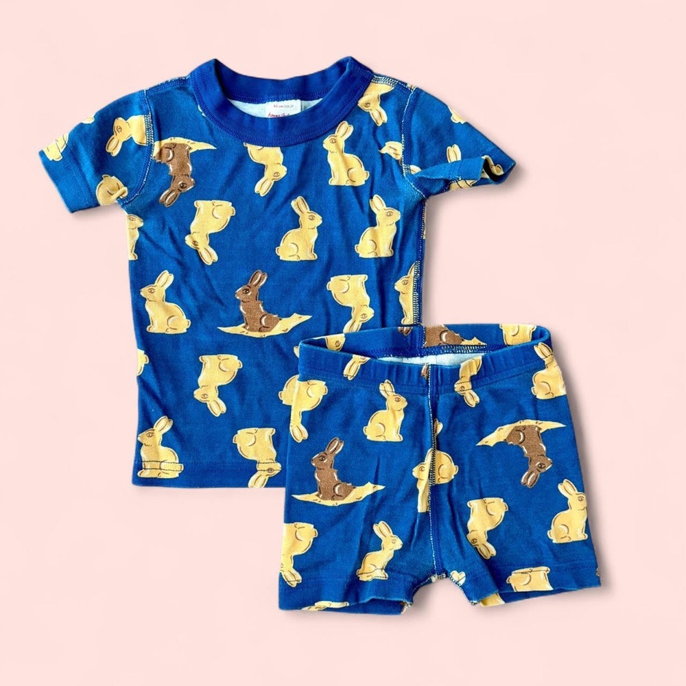 Hanna Andersson Bunny Pajama Set, Short John, Easter, Size 2T